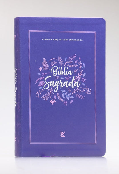Biblia AEC - Letra Gigante - Roxo Folhas [Hardcover] Editora Vida