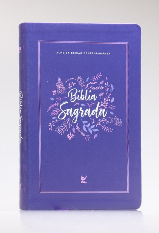 Biblia AEC - Letra Gigante - Roxo Folhas [Hardcover] Editora Vida