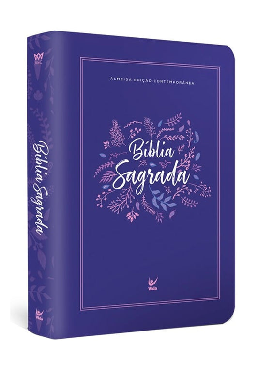 Biblia AEC - Letra Gigante - Roxo Folhas [Hardcover] Editora Vida