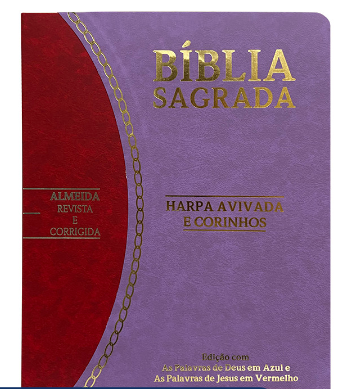 Bíblia Sagrada Slim | RC | Letra Grande | Harpa Avivada e Corinhos | Lilás e Vermelho