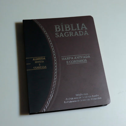 Bíblia Sagrada Slim | RC | Letra Grande | Harpa Avivada e Corinhos | Marrom e Preto