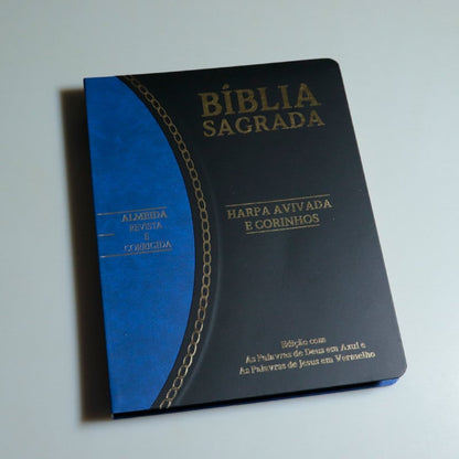 Bíblia Sagrada Slim | RC | Letra Grande | Harpa Avivada e Corinhos | Preto e Azul