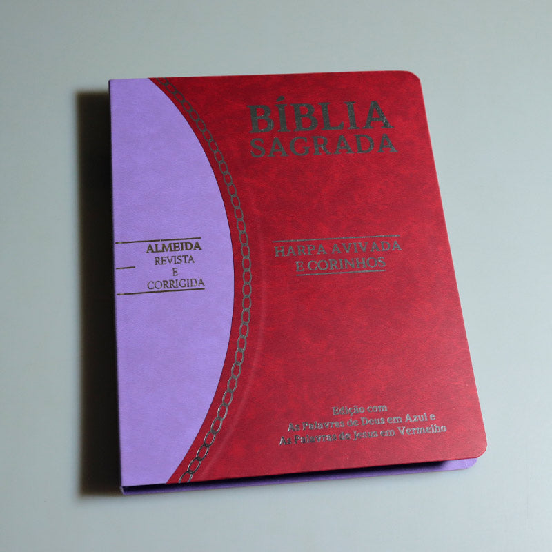Bíblia Sagrada Slim | RC | Letra Grande | Harpa Avivada e Corinhos | Vermelho e Lilás