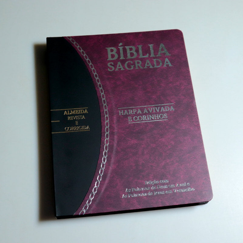 Bíblia Sagrada Slim | RC | Letra Grande | Harpa Avivada e Corinhos | Vinho e Preto