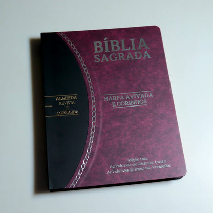 Bíblia Sagrada Slim | RC | Letra Grande | Harpa Avivada e Corinhos | Vinho e Preto