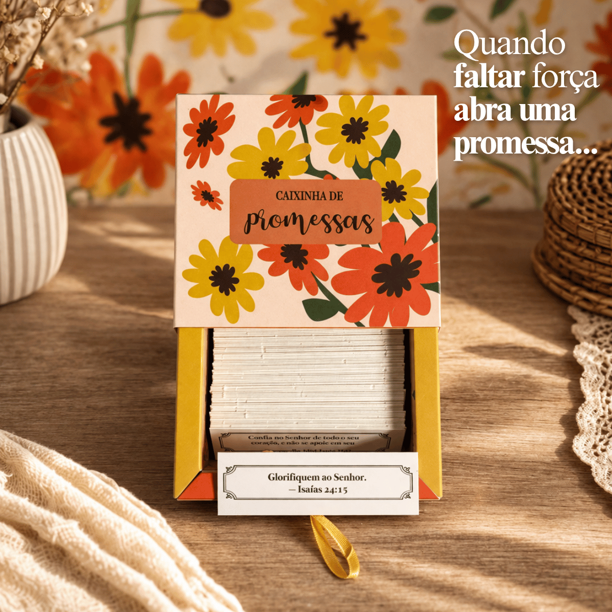 Caixinha de promessas - Flores Laranja