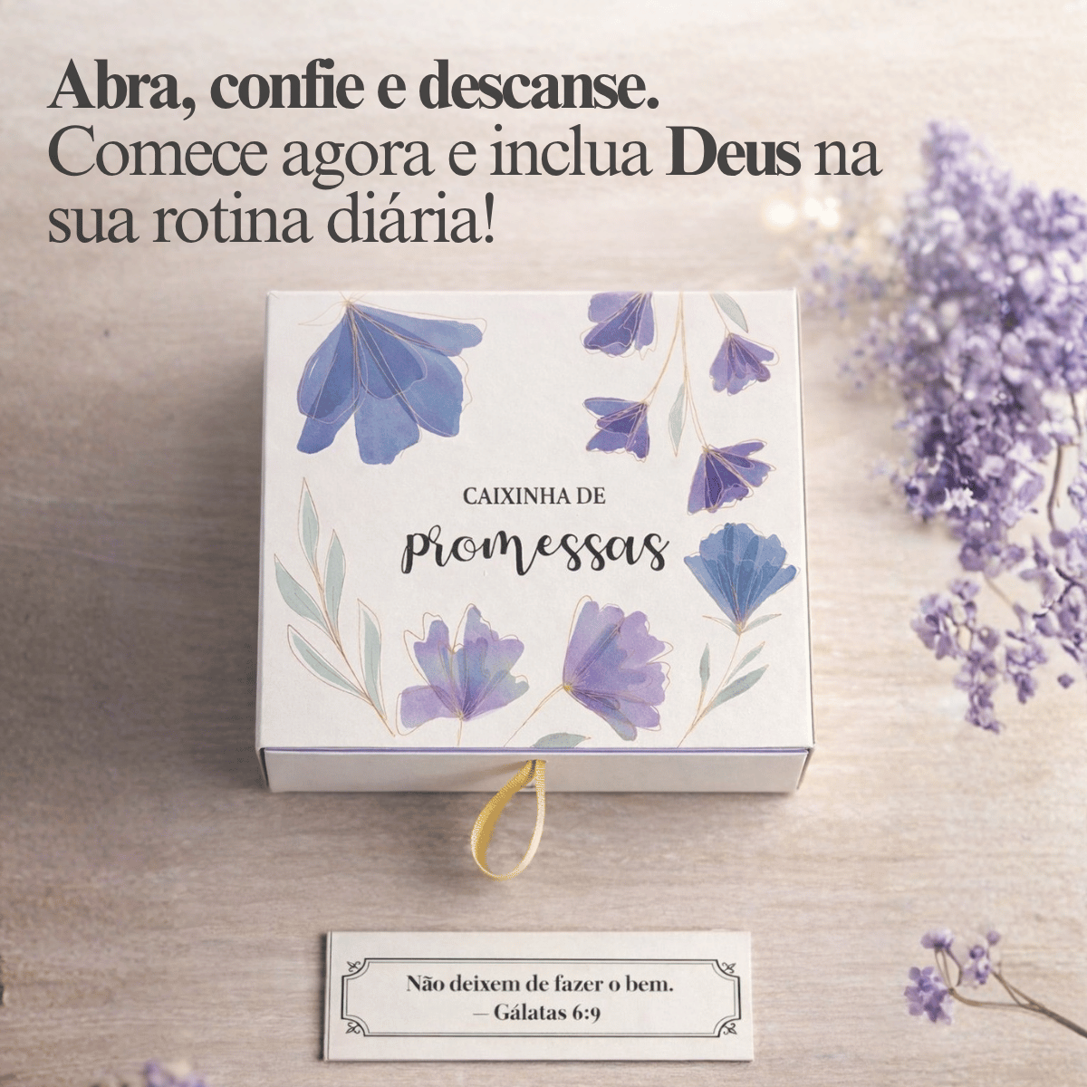 Caixinha de promessas - Flores Roxa
