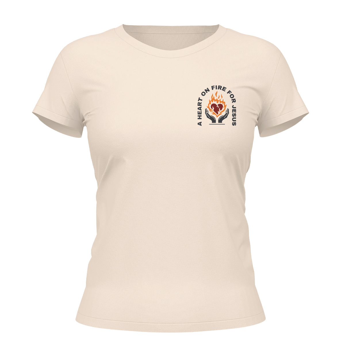 Camiseta Cristã Feminina - A heart on fire | Off White