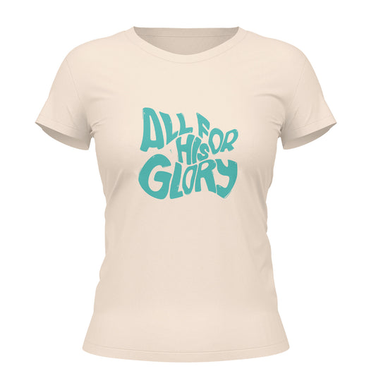 Camiseta Cristã Feminina - All For His Glory | Off White