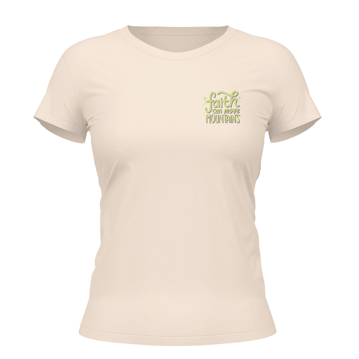 Camiseta Cristã Feminina - Faith Can Move Mountains | Off White