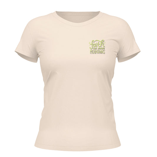 Camiseta Cristã Feminina - Faith Can Move Mountains | Off White
