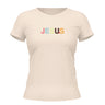 Camiseta Cristã Feminina - Jesus Colorido | Off White