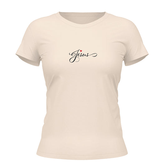 Camiseta Cristã Feminina - Jesus Coração | Off White