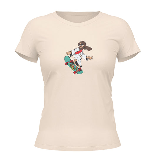 Camiseta Cristã Feminina - Jesus e Skate | Off White