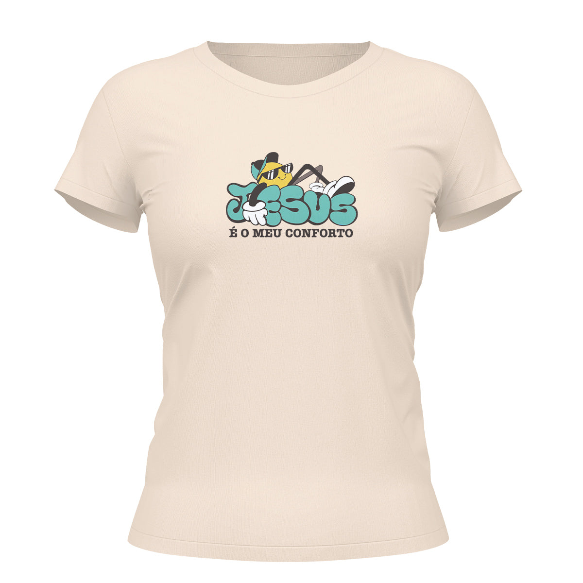 Camiseta Cristã Feminina - Jesus é meu conforto | Off White