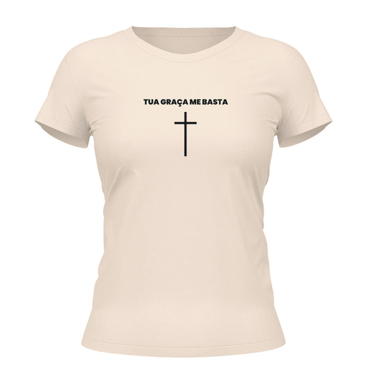 Camiseta Cristã Feminina - Tua Graça Me Basta | Off White