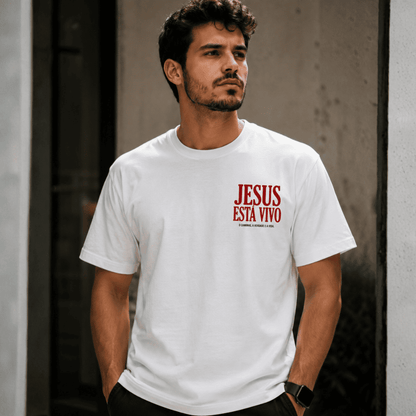 Camiseta Cristã - Jesus Está Vivo | Branca