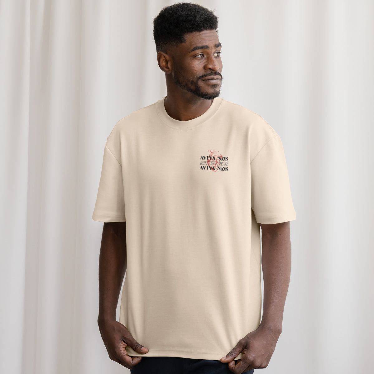 Camiseta Cristã Masculina - Aviva-nos | Off White