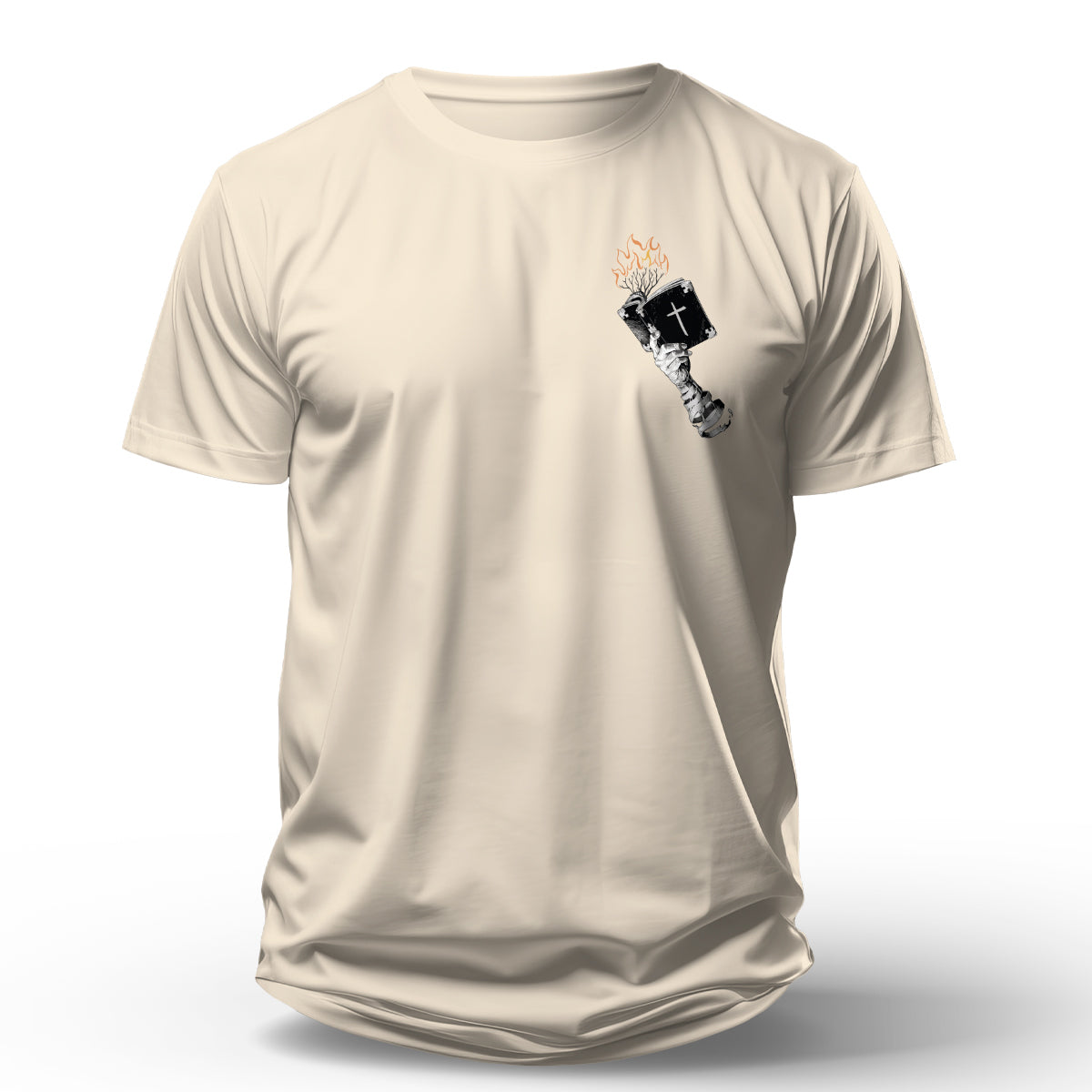 Camiseta Cristã Masculina - Bíblia na mão | Off White