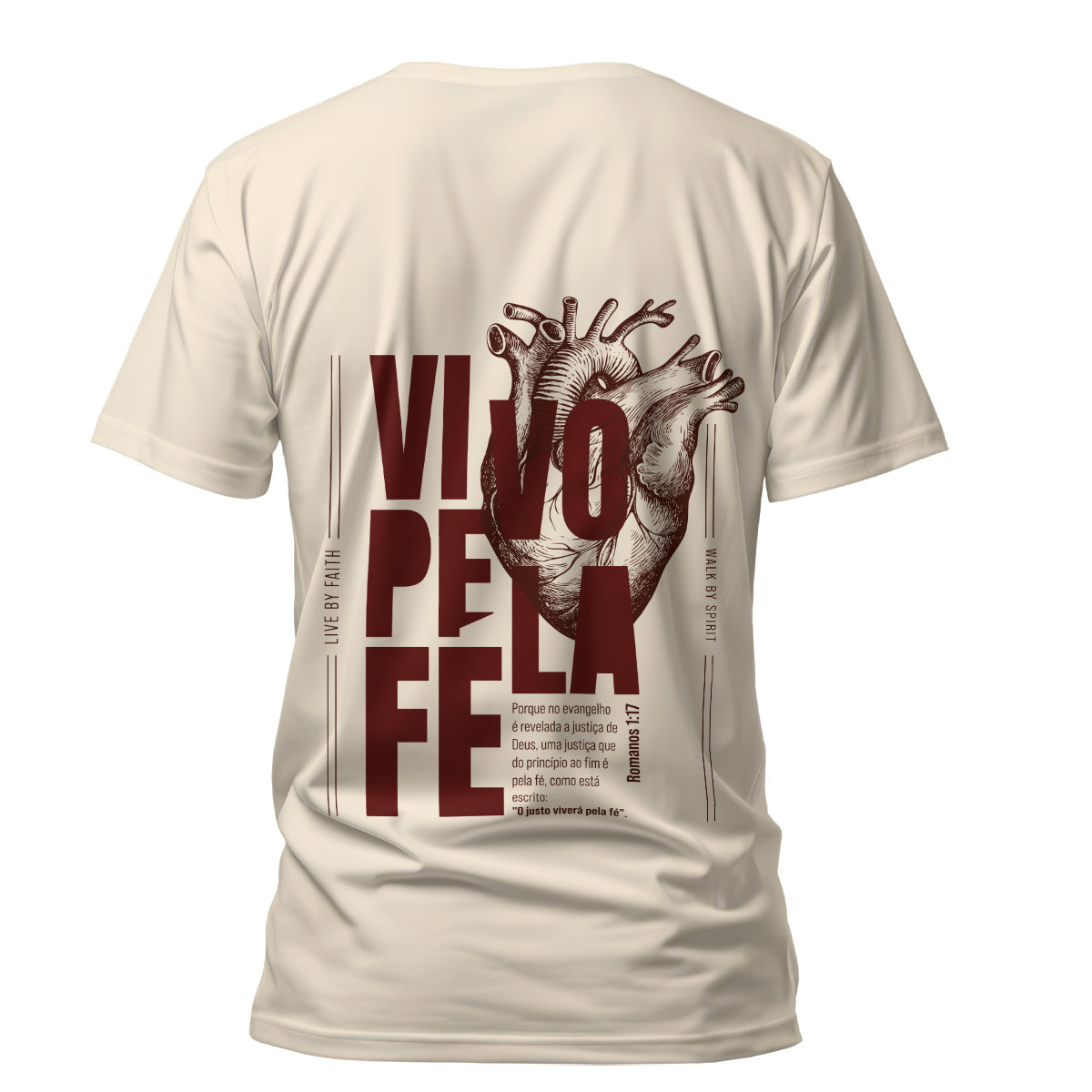 Camiseta Cristã Masculina - Viva Pela Fé | Off White