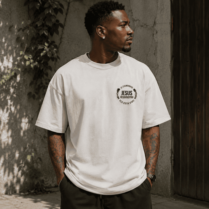Camiseta Cristã Oversized - Ele Ressuscitou | Branca
