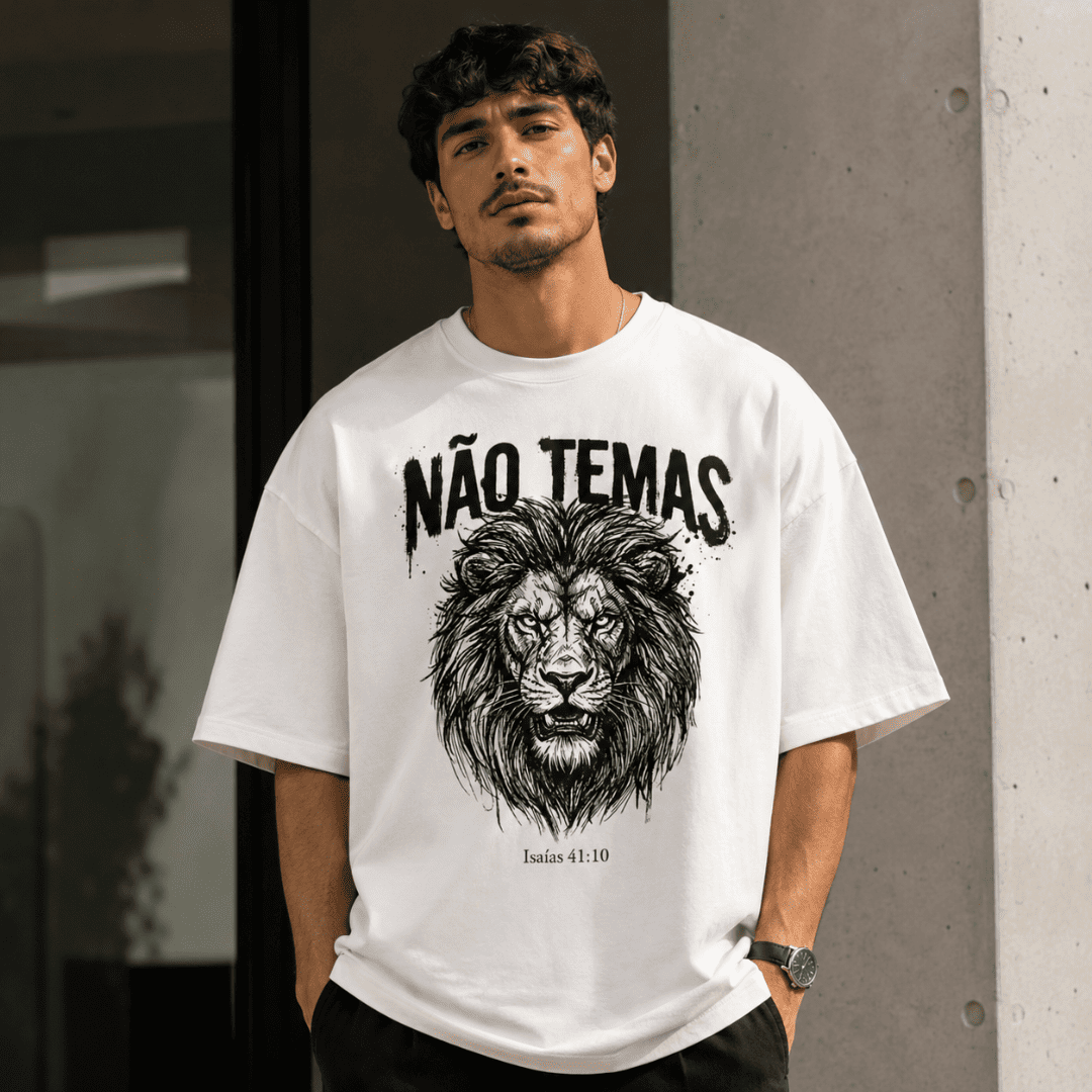 Camiseta Cristã Oversized - Não temas | Branca