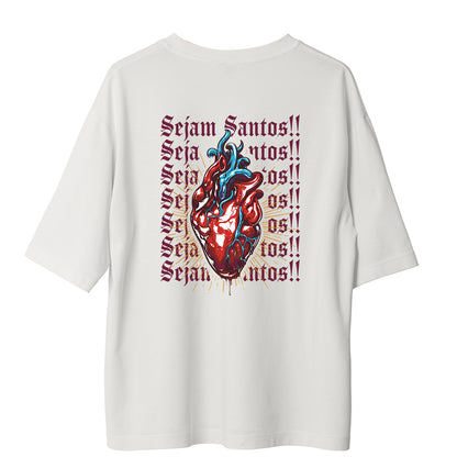 Camiseta Cristã Oversized -  Sejam Santos | Branca
