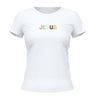 Camiseta Cristã Feminina - Jesus Colorido | Branca