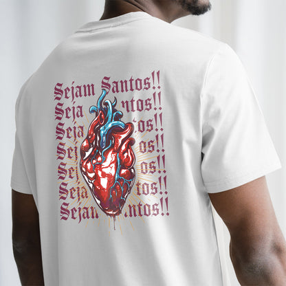 Camiseta Cristã Masculina - Sejam Santos | Branca