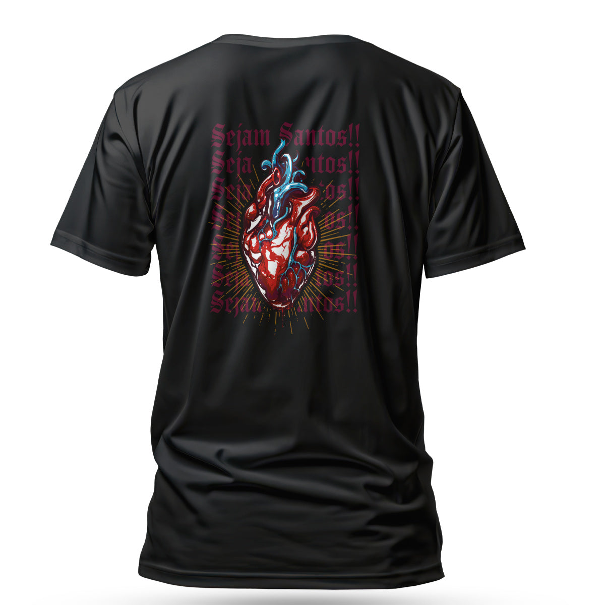 Camiseta Cristã Masculina - Sejam Santos | Preta