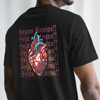 Camiseta Cristã Masculina - Sejam Santos | Preta