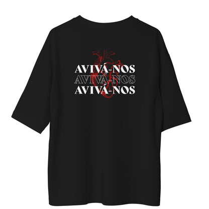 Camiseta Cristã Oversized - Aviva-nos | Preta