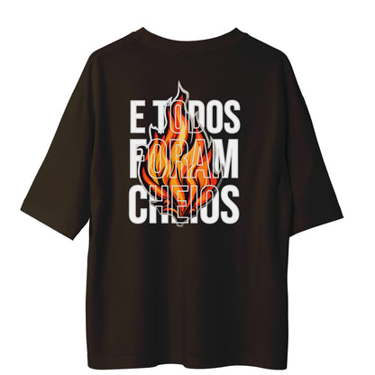 Camiseta Cristã Oversized - E todos foram cheios | Ocre