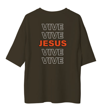 Camiseta Cristã Oversized - Jesus Vive | Ocre