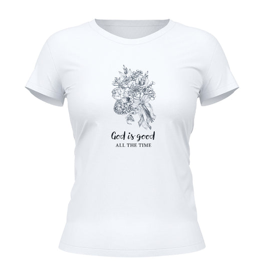 Camiseta Cristã Feminina - God Is Good All Time | Branca