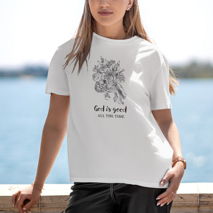 Camiseta Cristã Feminina - God Is Good All Time | Branca