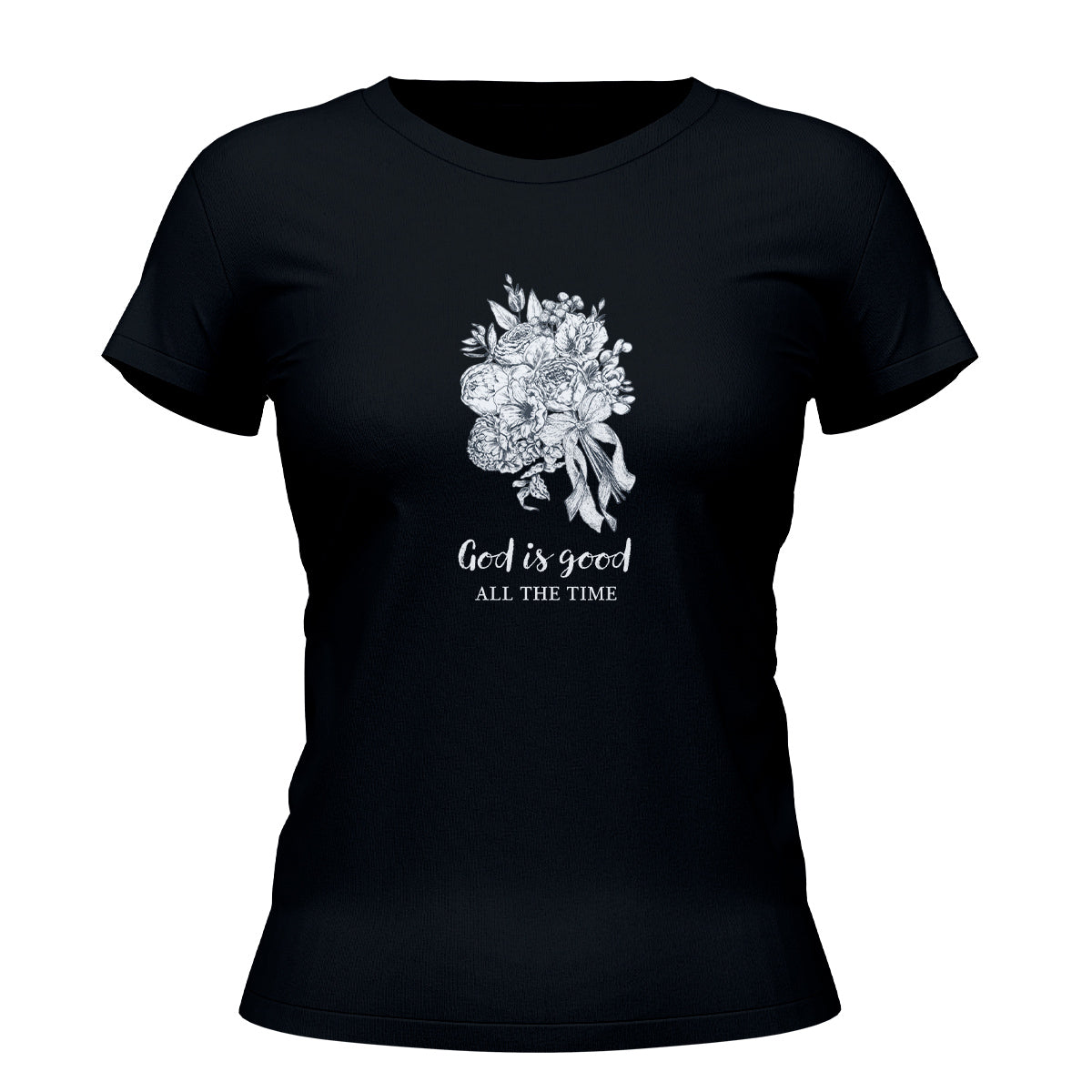 Camiseta Cristã Feminina - God Is Good All Time | Preta
