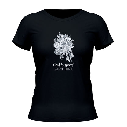 Camiseta Cristã Feminina - God Is Good All Time | Preta