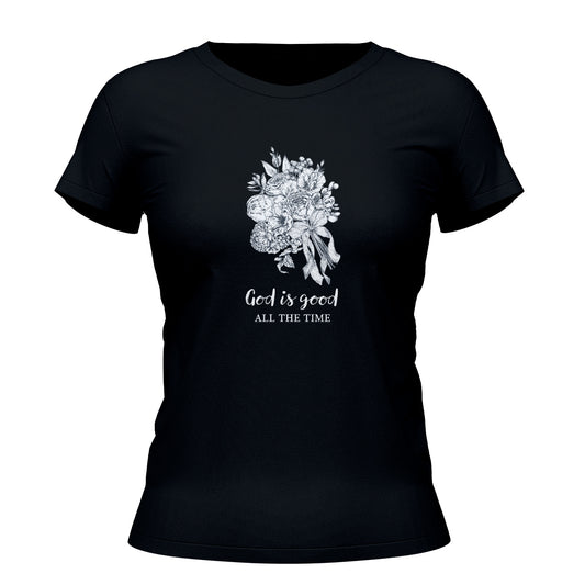Camiseta Cristã Feminina - God Is Good All Time | Preta