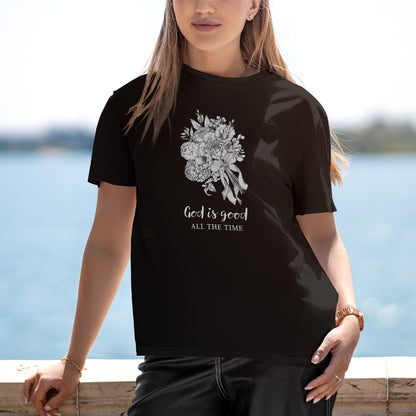 Camiseta Cristã Feminina - God Is Good All Time | Preta
