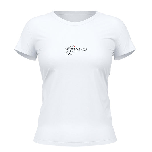 Camiseta Cristã Feminina - Jesus Coração | Branca