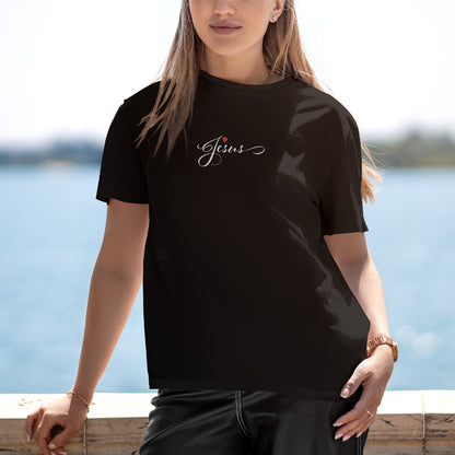 Camiseta Cristã Feminina - Jesus Coração | Preta