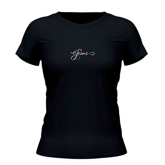 Camiseta Cristã Feminina - Jesus Coração | Preta