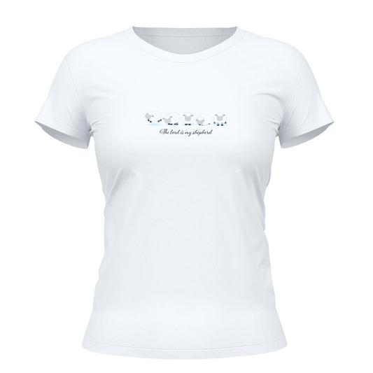 Camiseta Cristã Feminina - The Lord Is My Shepherd | Branca