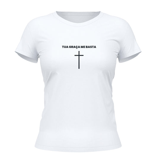 Camiseta Cristã Feminina - Tua Graça Me Basta | Branca