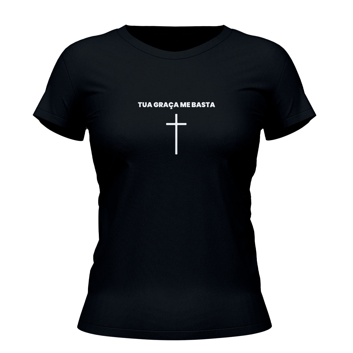 Camiseta Cristã Feminina - Tua Graça Me Basta | Preta