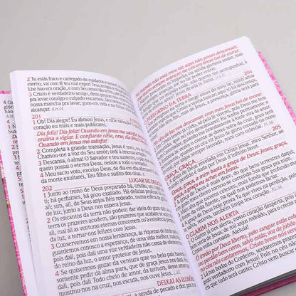 Harpa Avivada e Corinhos | Capa Dura | Letra Hipergigante | Floral Pink
