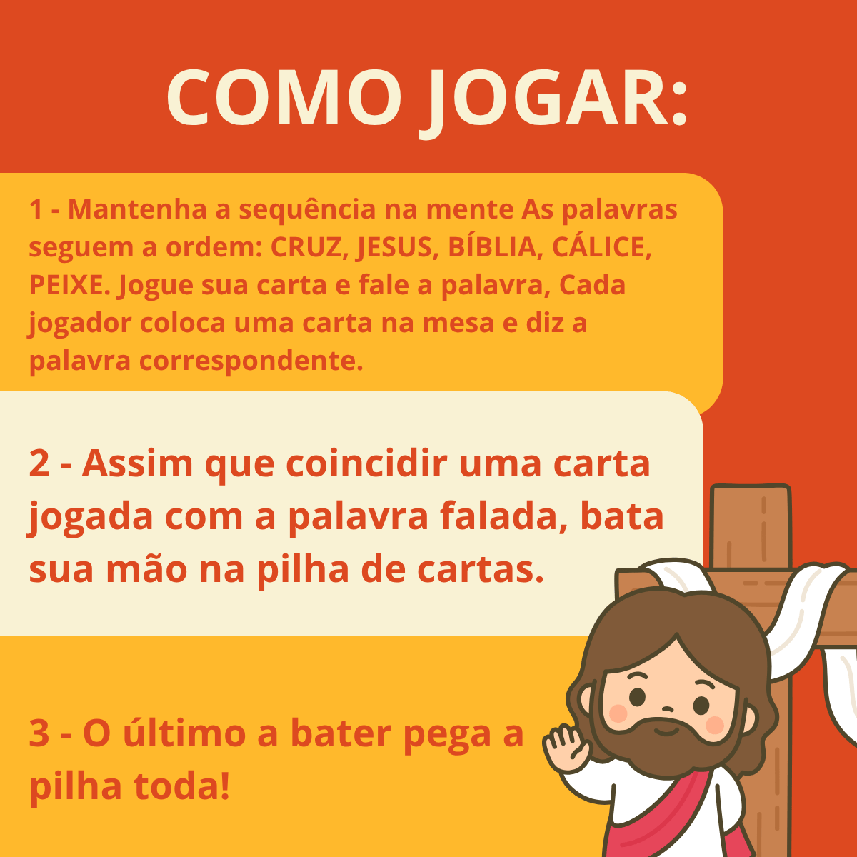 Jogo Bíblico - Cruz, Jesus, Bíblia, Cálice, Peixe - Penkal - 100 cartas