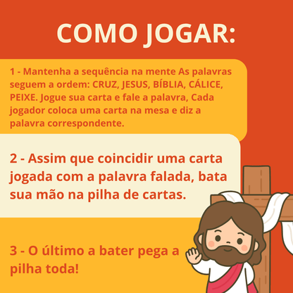 Jogo Bíblico - Cruz, Jesus, Bíblia, Cálice, Peixe - Penkal - 100 cartas