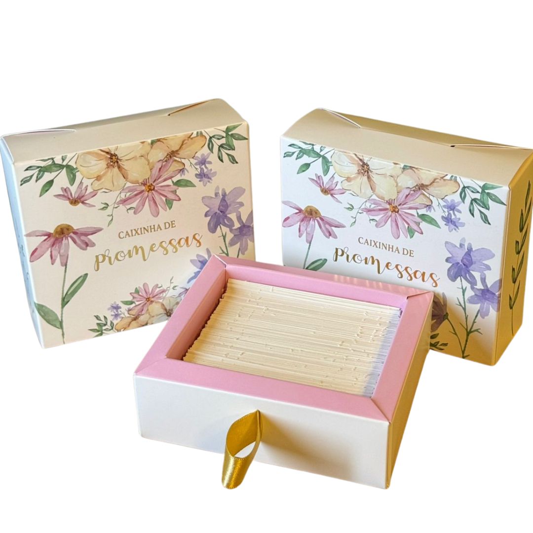 Kit 10 Caixinhas de Promessas | Flores Rosa
